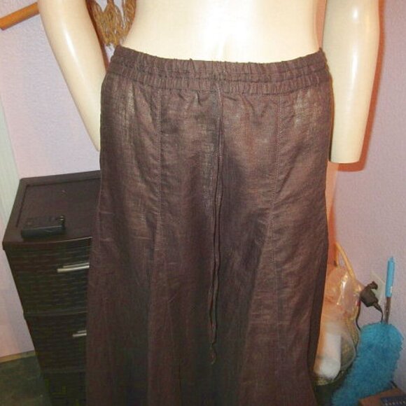 Vtg Ann Taylor Linen Maxi Skirt Size M Pleated Full Pull On Flare Whimsigoth Y2K - Picture 3 of 12